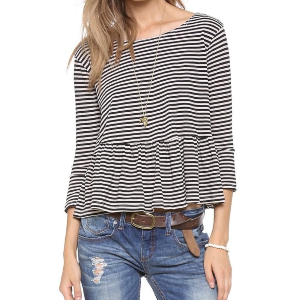 Free People 'We the Free' Peplum Striped Tee